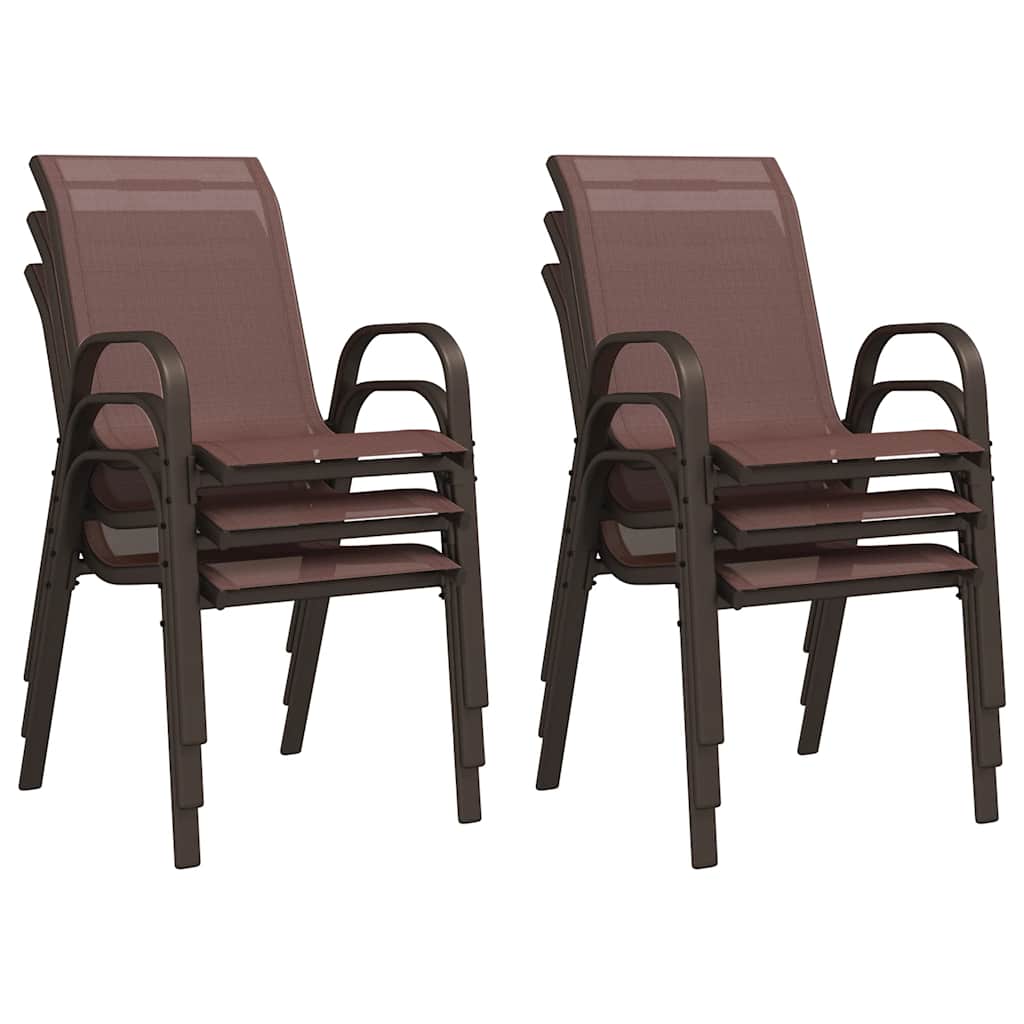 Stackable Garden Chairs 6 pcs Brown Textilene Fabric